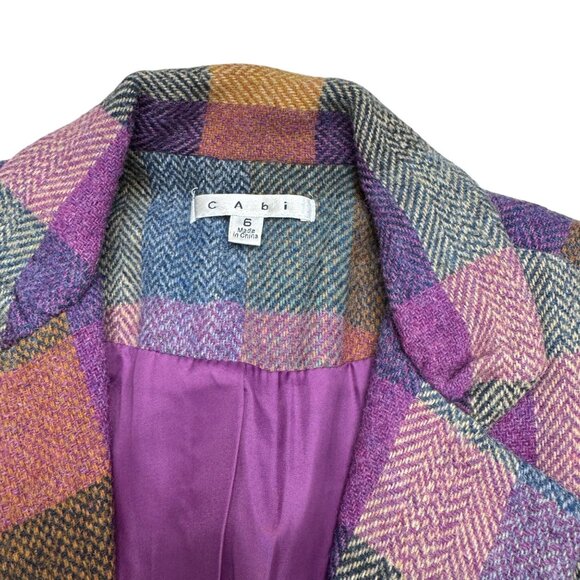 CAbi Women's Wool Blend Plaid Multicolor #927 Happy Blazer, Size 6 - Picture 4 of 9